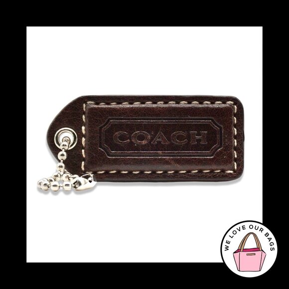 2" Y2K VINTAGE COACH Mahogany Brown Leather Key Fob Bag Charm Keychain Hang Tag - Picture 1 of 1